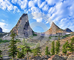 Two mountain peaks