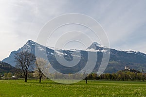 Two mountain peaks in the rhine valley in Switzerland