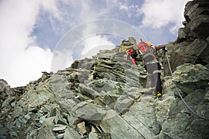 Two mountaineers climbing Grossglockner, Austria