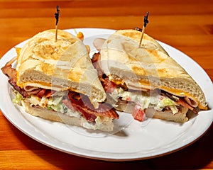 Two Mouthwatering Bacon Sandwich on a plate