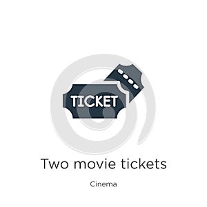 Two movie tickets icon vector. Trendy flat two movie tickets icon from cinema collection isolated on white background. Vector