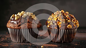 Two muffins on a table