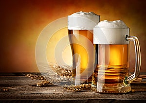 Two mugs of beer photo