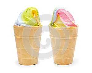 Two multi colored ice cream