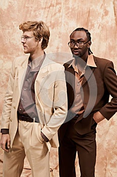 Two multicultural men in elegant dapper