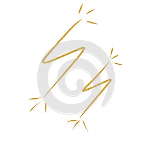 Two mustard-colored lightning bolt shapes with radiating lines photo