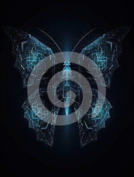 Two neural networks intertwining to form a erfly shape signifying the power of transhumanism to transform the world.. AI