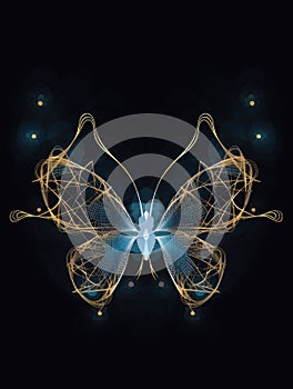 Two neural networks intertwining to form a erfly shape signifying the power of transhumanism to transform the world.. AI