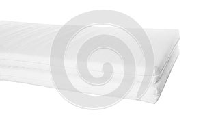 Two new comfortable mattresses isolated on white, closeup