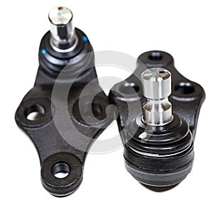 Two new spare parts as ball joints, isolated on a white background