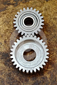 Two new toothed meshed gears photo