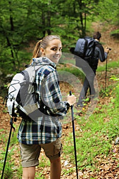 Two nordic walkers