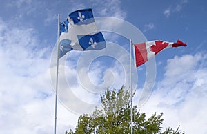 Flags of Quebec and Canada