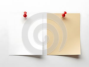 Two notes with red pushpins