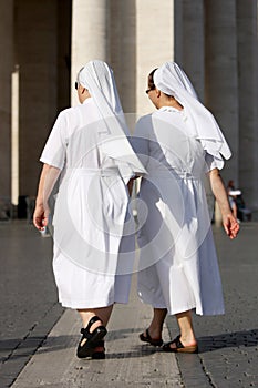 Two nuns walking