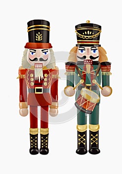 Two nutcracker soldiers isolated digital illustration