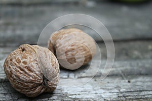 Two nuts on a table