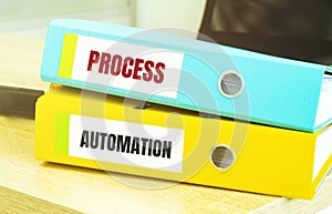 Two office folders with text PROCESS AUTOMATION