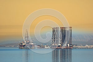 Two offshore rigs in Caspian