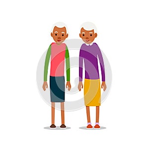 Two old african women, design for any purposes. Senior couple smiling. Retirement age. Happy attractive lifestyle. Female symbol.