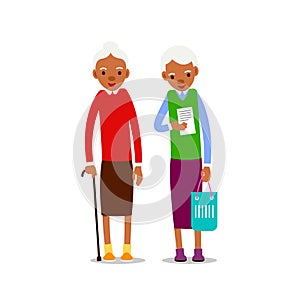 Two old african women, design for any purposes. Senior couple smiling. Retirement age. Happy attractive lifestyle. Female symbol.