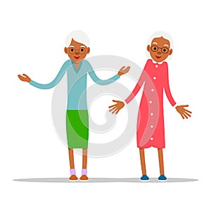 Two old african women, design for any purposes. Senior couple smiling. Retirement age. Happy attractive lifestyle. Female symbol.