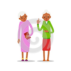 Two old african women, design for any purposes. Senior couple smiling. Retirement age. Happy attractive lifestyle. Female symbol.