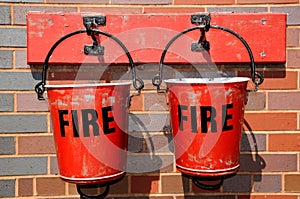 Two old fire buckets.