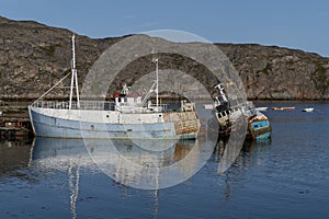 Two old fishing ships in Greenland