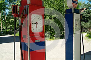 Two old gasoline pumps