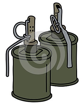 Two offensive hand grenades