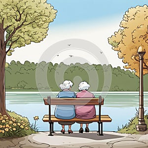 Two Old Ladies On a Park Bench