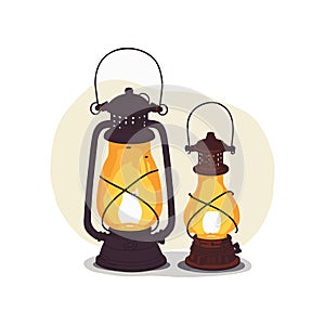 Two old lantern vector illustration