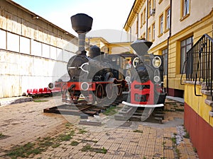 Two old locomotives - old steam trains