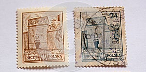 Castle on the old postage stamps