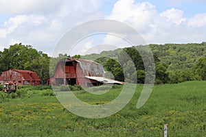 Two Old Red Barns