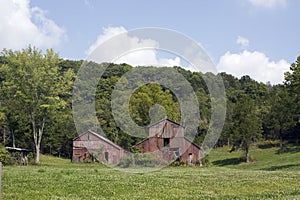 Two Old Red Barns