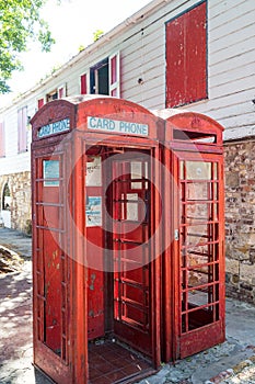 Two Old Red Phone Booths