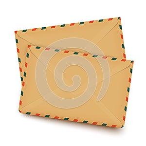 Two old retro envelopes isolated on white