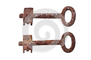 Two old, rusty key