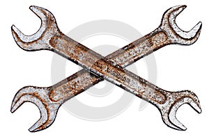 Two Old rusty wrenches, isolated
