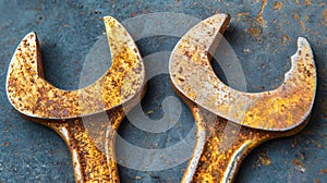 Two old rusty wrenches