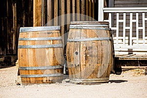 Two old whiskey barrels