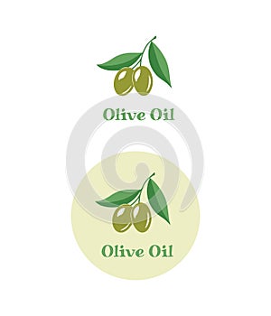 Two olives on branch. Olive oil logo, olive icon