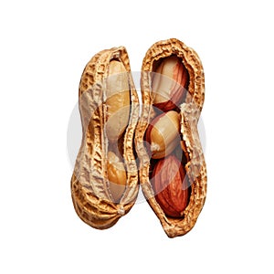 Two Open Peanut Shells with Kernels Inside