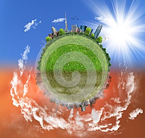 Two options / sides , eco concept, eco digital art