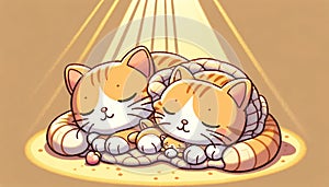 Two Orange Tabby Cats Sleeping Cozily Together