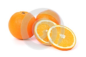 Two oranges and sliced