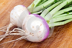 Two organic purple top turnip