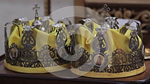 Two Orthodox Wedding Ceremonial Crowns Ready for